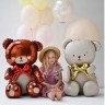 Фигура AIR Сидячий Мишка бежевый бант золотой