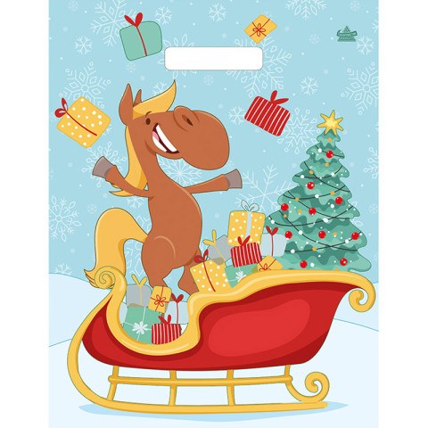 Пакет полиэтиленовый с вырубной ручкой «Веселье» НГ, 30 мкм