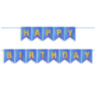 Гирлянда Флажки, Happy Birthday, Королевский синий/Золото, Голография
