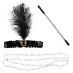 Карнавальный набор, Леди Мафия (повязка с пером, бусы, мундштук)