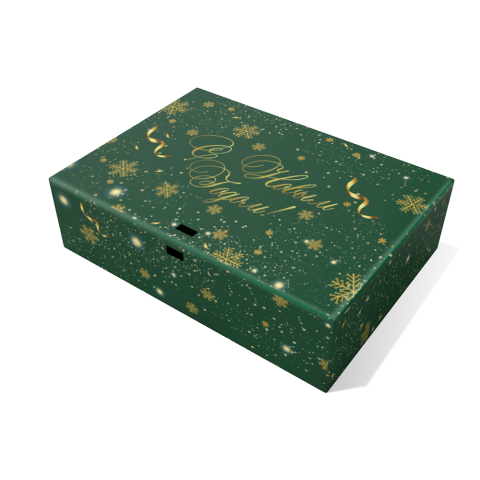 Коробка складная с лентой "С Новым Годом. Золотые снежинки" #нг