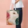Сумка шоппер текстильная Белая кошечка