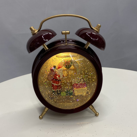 Новогодний светодиодный фонарь-часы с Дедом Морозом , музыкальный