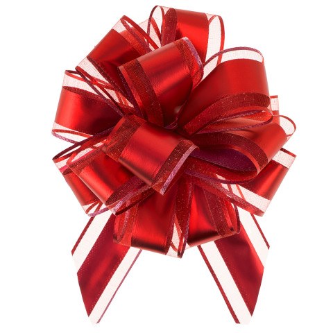 Бант Шар, Широкая полоса, Красный, Металлик, ширина ленты 4,5 см