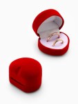 Футляр под 2 кольца «Сердце малое», серёжки, бархатный, бордовый