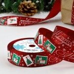 Лента атласная «Новогодняя почта», бордовая