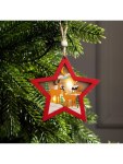 Ёлочная игрушка «Красная звезда с оленями», 3 LED, от батареек, свечение тёплое белое