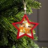 Ёлочная игрушка «Красная звезда с оленями», 3 LED, от батареек, свечение тёплое белое