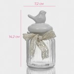 Банка для сыпучих продуктов Доляна «Птичка», с керамической крышкой, стекло, прозрачная