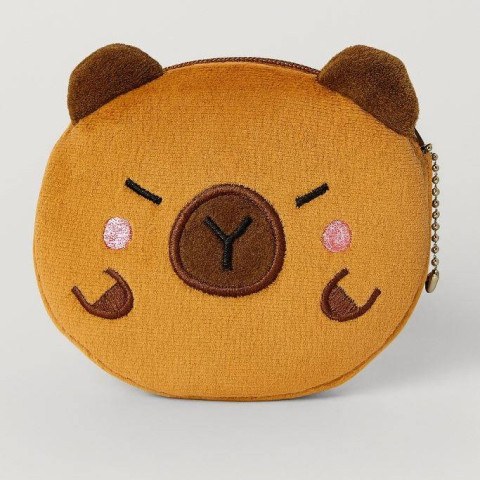 Кошелёк плюшевый "Спящая капибара", коричневый