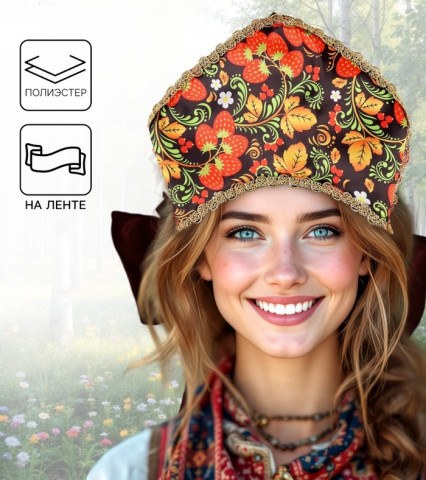 Кокошник карнавальный «Русские узоры», черный