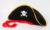 Шляпа Пират, двууголка с красной лентой, мини, Черный
