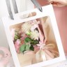 Пакет для цветов и подарков, Прозрачное окно, Белый с ручками