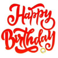 РАСПРОДАЖА! Гирлянда Happy Birthday (элегантный шрифт), Красный, с блестками