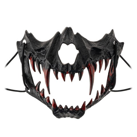 Карнавальная маска, Звериный оскал, Черный/Красный