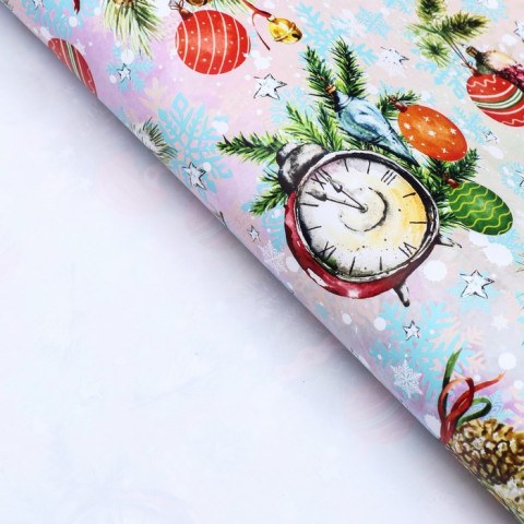 Бумага упаковочная новогодняя глянцевая «Акварельные шарики» #нг