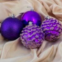 Распродажа! Набор новогодних елочных шаров  "Сюрприз" фиолетовый