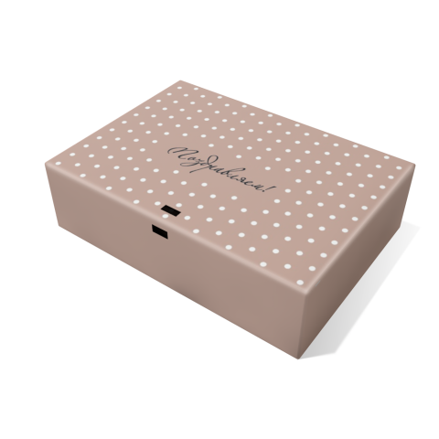 Коробка складная под ленту "Бежевая в белый горох"