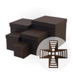 Набор подарочных коробок 5 в 1 WOW-эффект Коричневый, тиснение ромб крупный кофейный