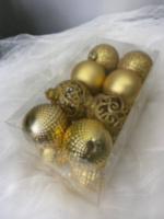 Набор новогодних елочных шаров Золото, большой набор 4 дизайна