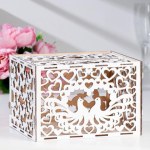 Шкатулка подарочная «Свадебный банк для сбора денег. Голуби», белый, сборный