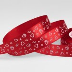 Лента атласная «Сердца», красный