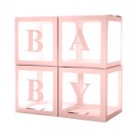 Набор коробок для воздушных шаров Baby, Нежно-розовые грани, Прозрачный