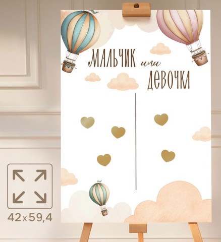Плакат на Гендер пати «Мальчик или девочка» с наклейками