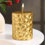 Свеча - цилиндр ICEBERG, золотая