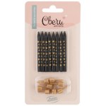 Свечи Золотые звезды, Черный, Металлик