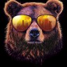 Открытка Брутальный Медведь, конгрев, лак твин, печать на обороте, фольга холодная