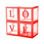 Набор коробок для воздушных шаров Love, Красные грани, Прозрачный