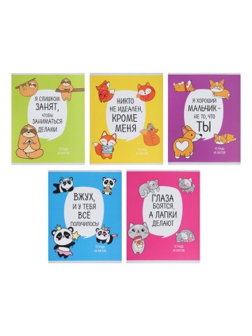 Тетрадь 48 листов в клетку, Calligrata «Лапки», МИКС