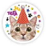 Бирки для подарков, Круг, Для Тебя (котик в колпачке)