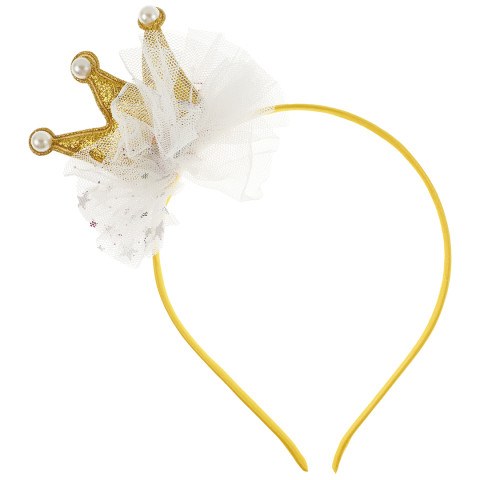 Ободок, Нежная Корона, Белый/Золото, с блестками