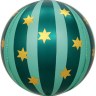 Шар 3D Сфера, Новогодний шар, Золотые звезды, Зеленый