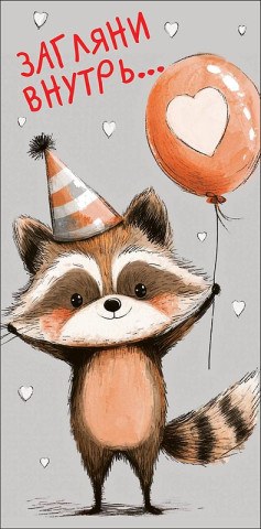 Конверт для денег Загляни внутрь, енот