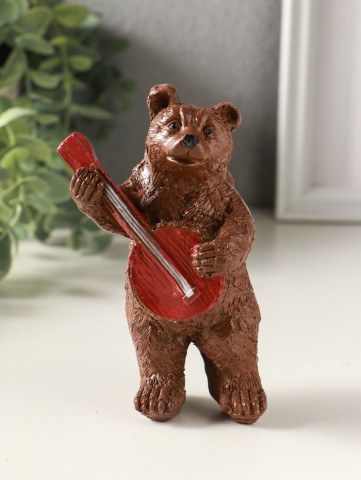 Фигурка гипс «Медведь с домрой», коричневый