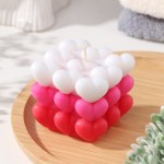 Свеча декоративная «Бабл Сердце», бело-розовая