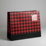 Пакет ламинированный «Man rules» клетка, мужской стиль