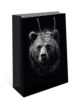 Пакет подарочный, Медведь, Черный