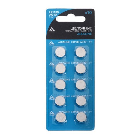 Батарейка алкалиновая (щелочная) Luazon, LR1130, AG10, блистер