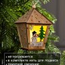 Ёлочная игрушка «Фонарь со снеговиком», от батареек, свечение тёплое белое