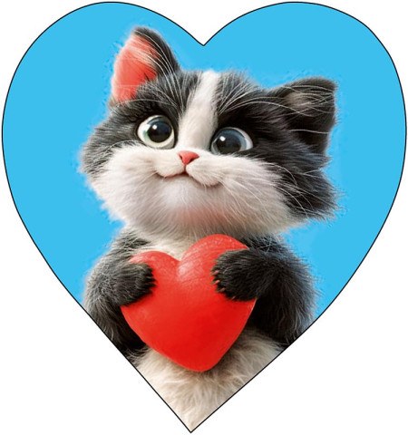 Набор мини-открыток валентинка Котенок с сердечком