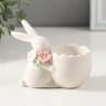 Фигурка - подставка для яйца «Кролик пасхальный с цветочками», керамика