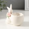 Фигурка - подставка для яйца «Кролик пасхальный с цветочками», керамика