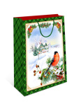 Пакет подарочный Яркогрудый гость, зеленая клетка #нг