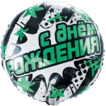 Круг С днем рождения! Полосы и звезды бирюзовые