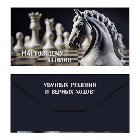 Конверт для денег "Шахматная доска" Настоящему гению