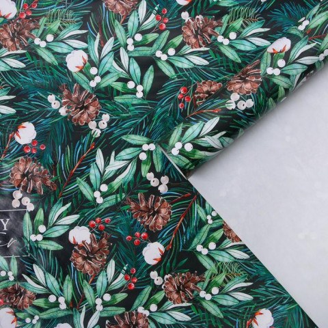 Бумага упаковочная глянцевая «Зимний хлопок»